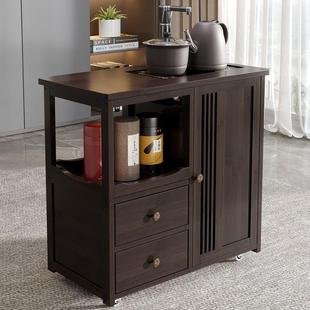 移动茶柜大水板茶桌台侧边WRR柜木非实茶烧水壶一体茶边柜茶具置