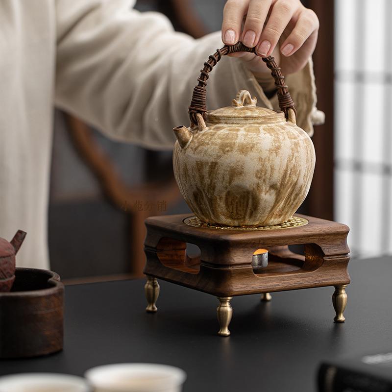 黑胡桃木YJ-033温茶炉花茶蜡炉加热烤茶家用酒店壶保温煮茶烛器暖