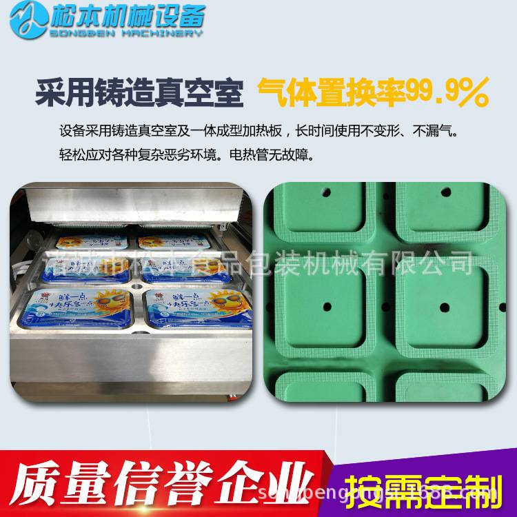 一出四盒气调保鲜包装机 香肠盒装封口机 鸡翅鸡腿真空连续封口机