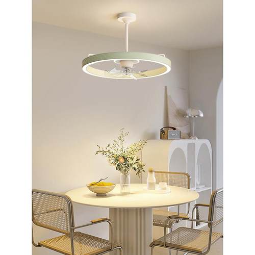 餐85网厅2025餐年新款现代简约静灯音风扇灯奶油风红饭厅桌吊灯