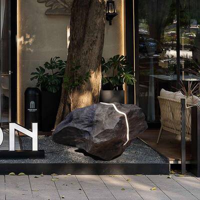 真玻璃院钢发造光石头户外落仿地IRL大摆件现代室内景软装庭园林