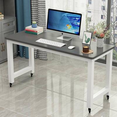 W6电脑桌台家式简易用0828书桌简约经济带桌子可移轮动边床桌定制工