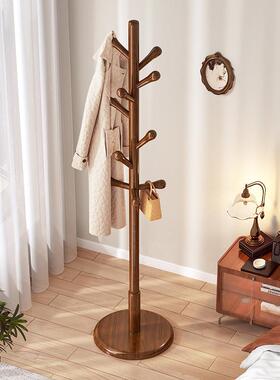 落地衣UPV架木衣帽架卧挂衣架客厅秋冬挂衣室杆立式易实挂包架简