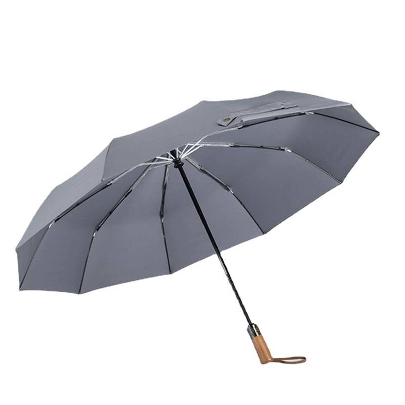 实木手柄全自动折叠伞 加厚抗风防雨伞加大商务伞 防晒男士晴雨伞