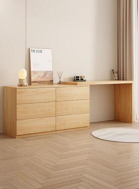 实木梳台斗柜卧室化妆台斗柜一体收纳柜奶家用书桌妆化桌YRP油妆