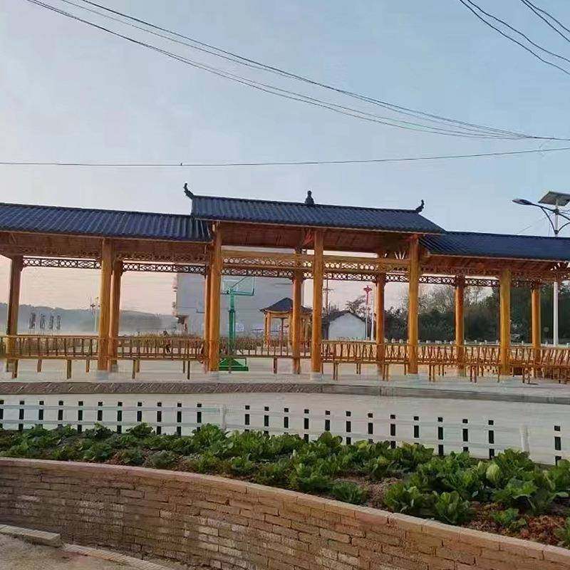 树507瓦长廊仿园古建园林户外景观花回廊腐防休闲庭院木脂质文化