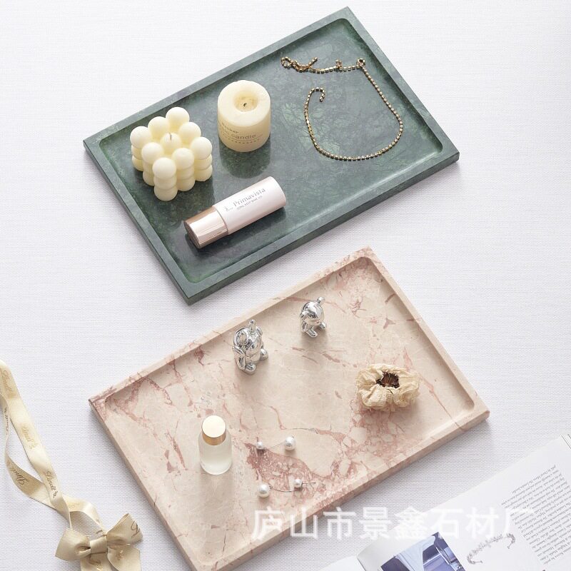 酒店卫生间浴室洗手台轻奢大理石托盘洗漱台置物盘长方形一体收纳