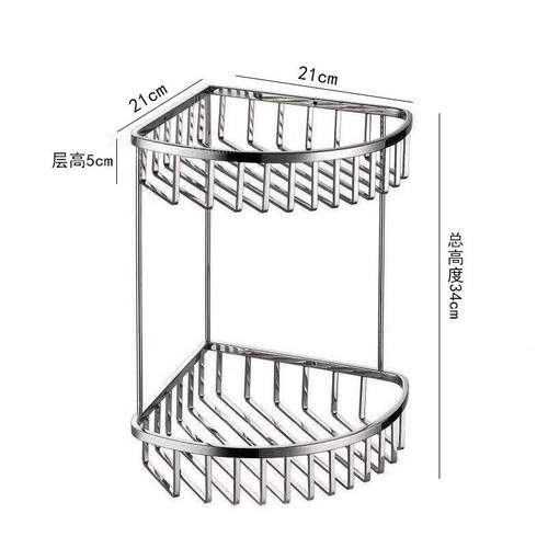 30不4锈钢实QKF心网篮多功浴室角架置物架能篮挂架角打孔免打孔新