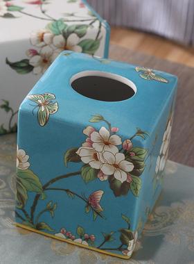 中式中国风纸陶创zjh01意纸抽盒复古巾盒家用桌客厅茶几餐瓷抽纸