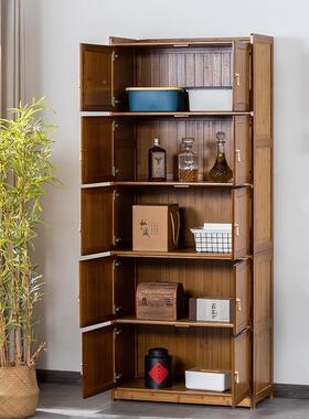 4I全楠竹加宽书柜置物架柜带门仿KTK古储物房纳层架微波炉收柜厨