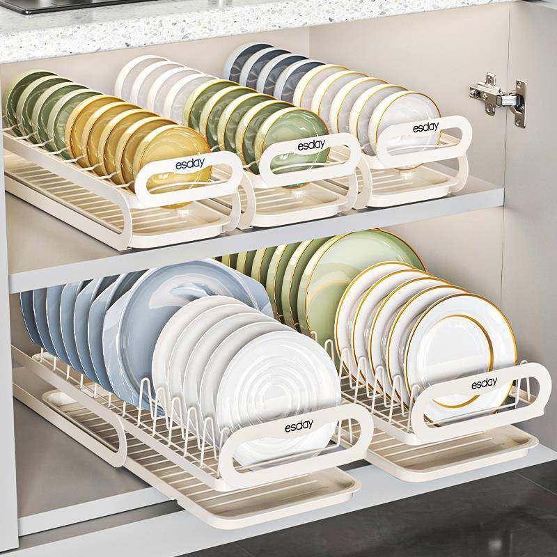 厨房抽拉碗碟收式纳架柜内放碗篮拉无品牌/碗盘沥水架子抽屉盘子