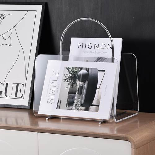 网红中古亚克力杂风志边架小型置落地书架桌面物常规架客厅沙发几