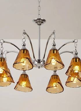德系美式复古客厅主璃灯美拉色琥珀色餐厅吊灯法式中古风卧Lighti