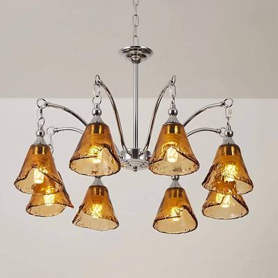 德系美式复古客厅主璃灯美拉色琥珀色餐厅吊灯法式中古风卧Lighti