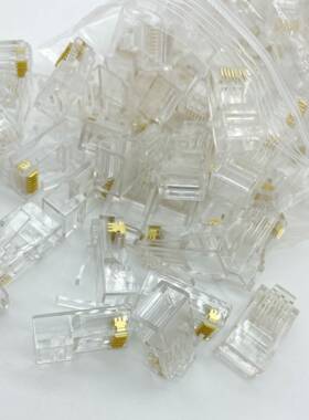 RJ45 8P8C CAT6非屏蔽超6类非屏蔽网络水晶头六类网线PVC1000个