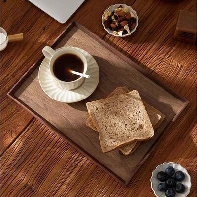 亚逊热销北美黑胡盘桃木托盘木质茶果盘下马茶小吃蛋午糕早93298