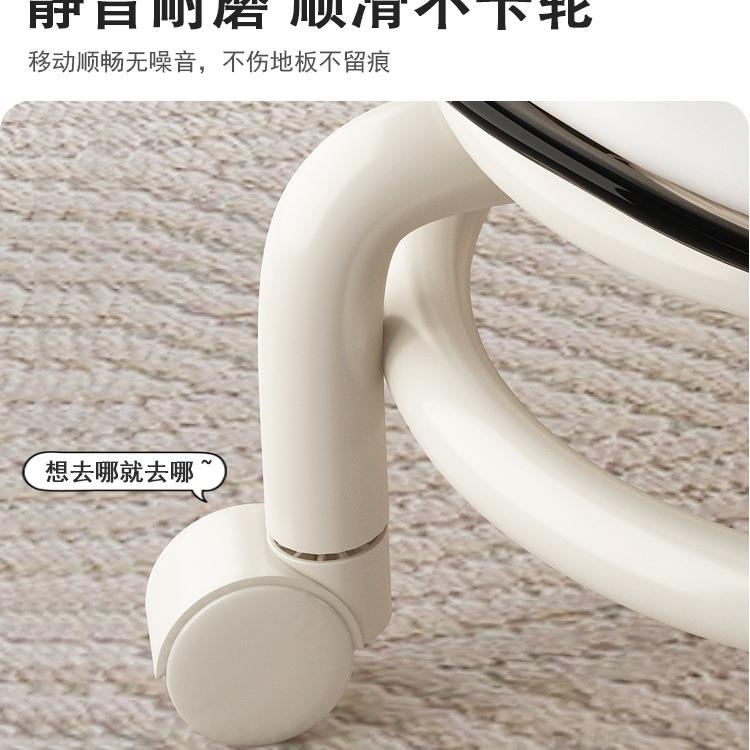 向小凳轮子拆快596递擦滑轮矮凳奶油风椅子家用万小型地美缝理货
