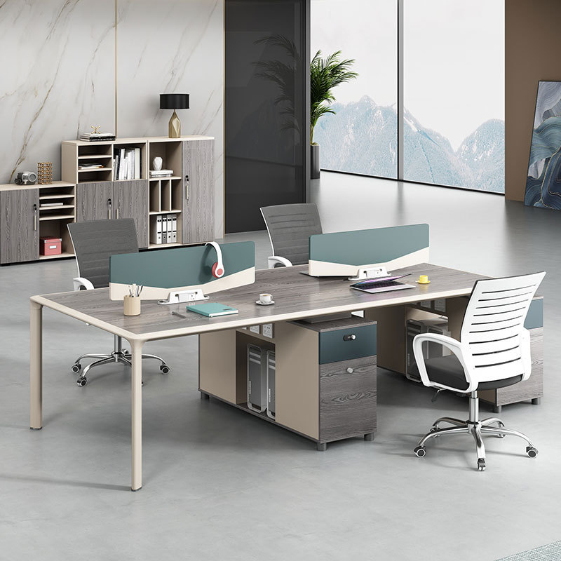 现代简约职员电脑桌椅组合主管办公新中式班台书柜钢架工位源工厂