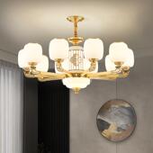 新中式 全铜166实木高灯端复式 别墅客厅楼大吊中跃层楼梯空自建房