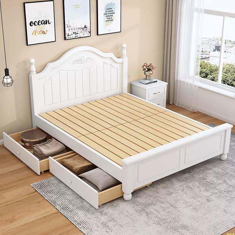 实木收床现代简约主卧1米8双人床咨询客服高端大油气奶风出房用储