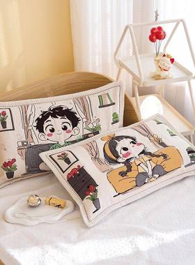 儿纯棉布纱卡通童枕套对装新款全PX包宝宝家用加一厚枕芯内胆套