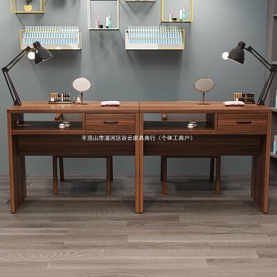 升级夹灯孔复美甲桌现代约单双人858美甲作台抽屉古收工纳简双层