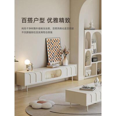 法式奶油风茶几客视柜202纳5新款高端小户型DYX厅家用电收储物柜