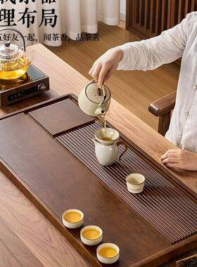 茶盘家用205新电木干泡沥水客56660厅茶具茶台款整实木茶2托块盘