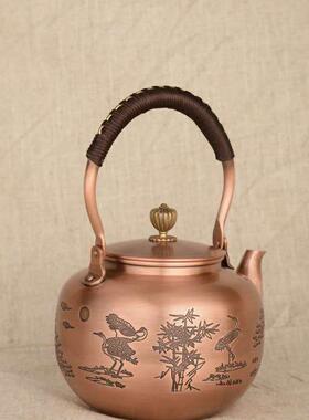 老式家用紫铜23189纯手工12升百福茶壶加厚生复古煮铜茶壶烧.养水