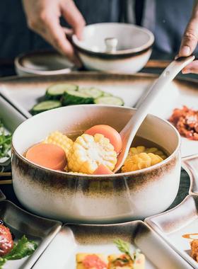 网餐红日式复古陶瓷家用碗圆汤形拼盘IHV组合创意具碟套装饭碗菜