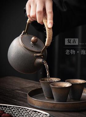 陶瓷茶壶单壶号中式复35167泡古壶大容量冷凉陶水壶茶大提梁壶茶