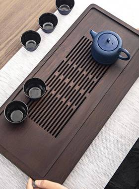 长方竹色制盘茶胡桃家用沥水台茶现SY-20220代简约储水排水茶海干