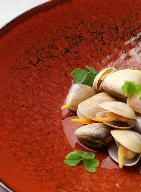 西餐古深盘法餐复厅欧式海鲜摆盘感浅碗陶瓷石纹QFK圆汤式盘