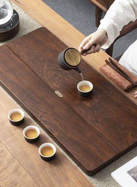 整块实茶盘家用具办公室简易茶茶台花梨式中70801大茶木海蓄排水