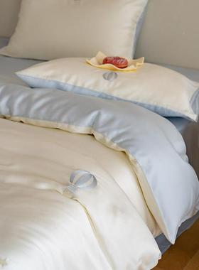 夏日套小清新淡蓝色00S天丝件奥地利三件套刺绣四凉爽冰丝YWB裸睡