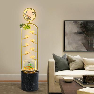 厅中式循环流水落地摆件喷鱼泉加湿器灯客玄关水景观家居MXB装缸