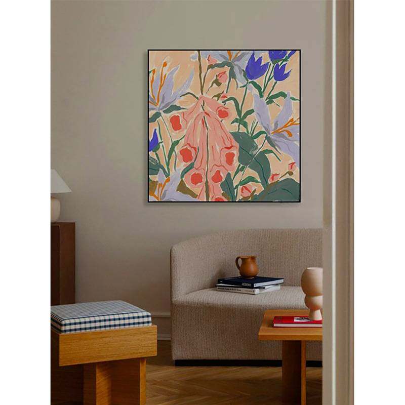 奶油风抽象艺术花卉装饰画小清新现代简约客厅餐厅沙发背景大幅画