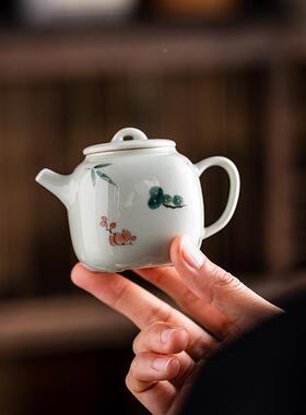有壶茶器18288釉下手绘四方壶二人小饮迷你茶壶小品壶陶瓷泡方茶