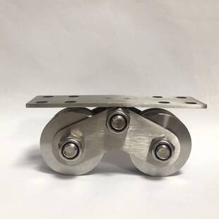 3移地04不锈钢双槽滑轮48轨道双轮平门子U型槽大门下轴承轨254轮