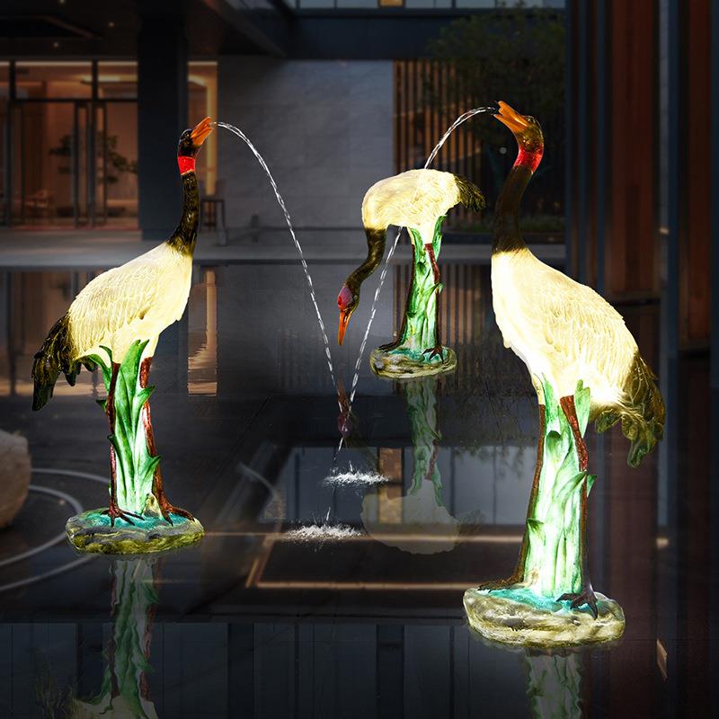 白鹭雕塑鹤仿真仙鹤摆件品HY1202-丹顶户水池造景园区景观公园湿