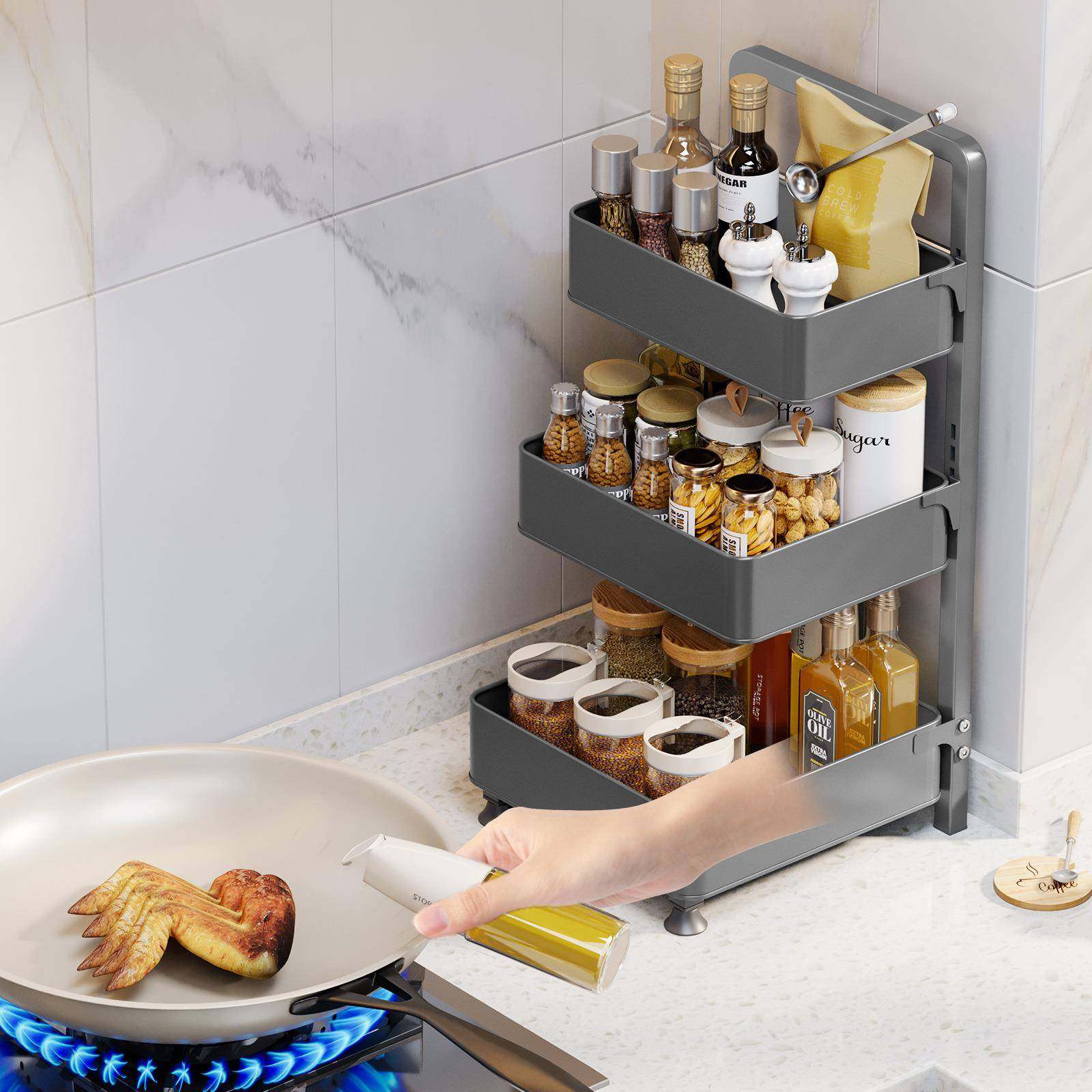 厨房味瓶家置物TC425011架用多调功多层台面调料品能家居调味料收