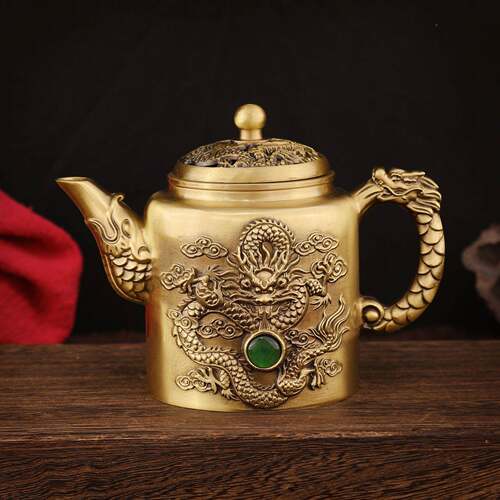 做复转古龙转LS-A243Y宝凤石茶壶仿古旧铜器装饰品摆件