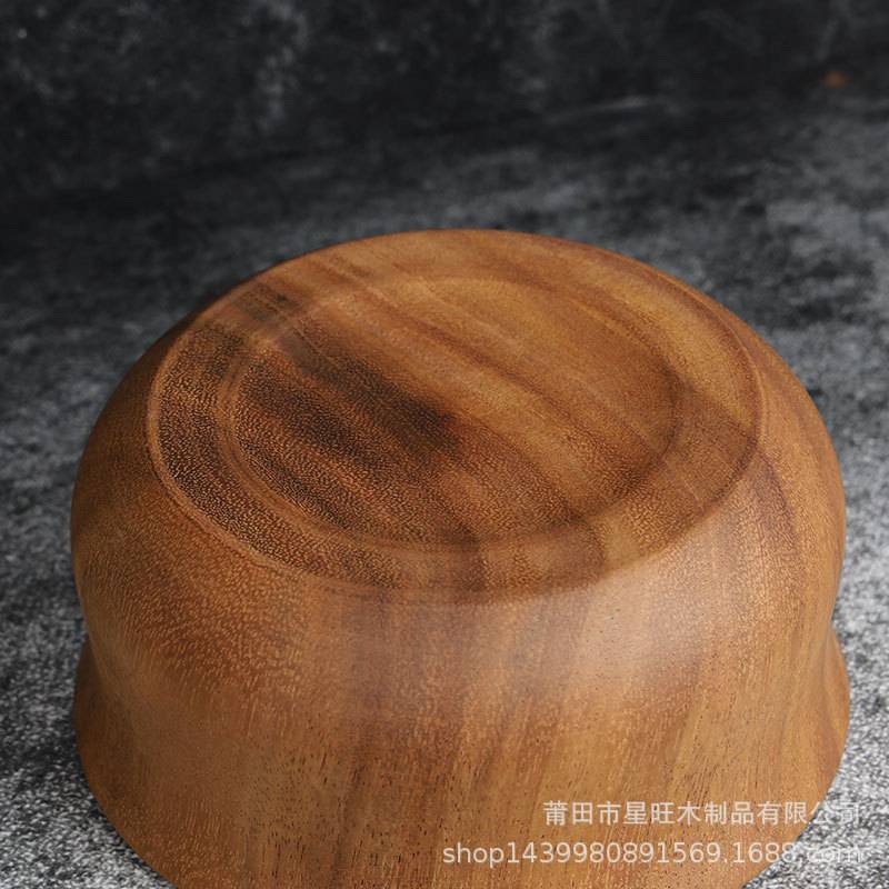 厂家直供实木日韩泡面碗 整木挖制带盖果子器相思木圆形大碗现货