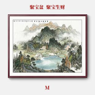 办长公室挂画里万城画靠背有山图老cc001板办公桌背景画书柜壁画