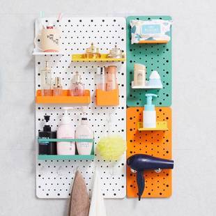 洞洞板墙上置物架挂墙免打孔墙壁收纳书桌面上多层卧室厨房储物架