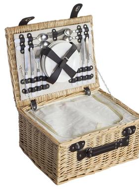 V45O野餐篮藤外编F76M57HM多功能户野营保温箱柳春游郊游编露营聚