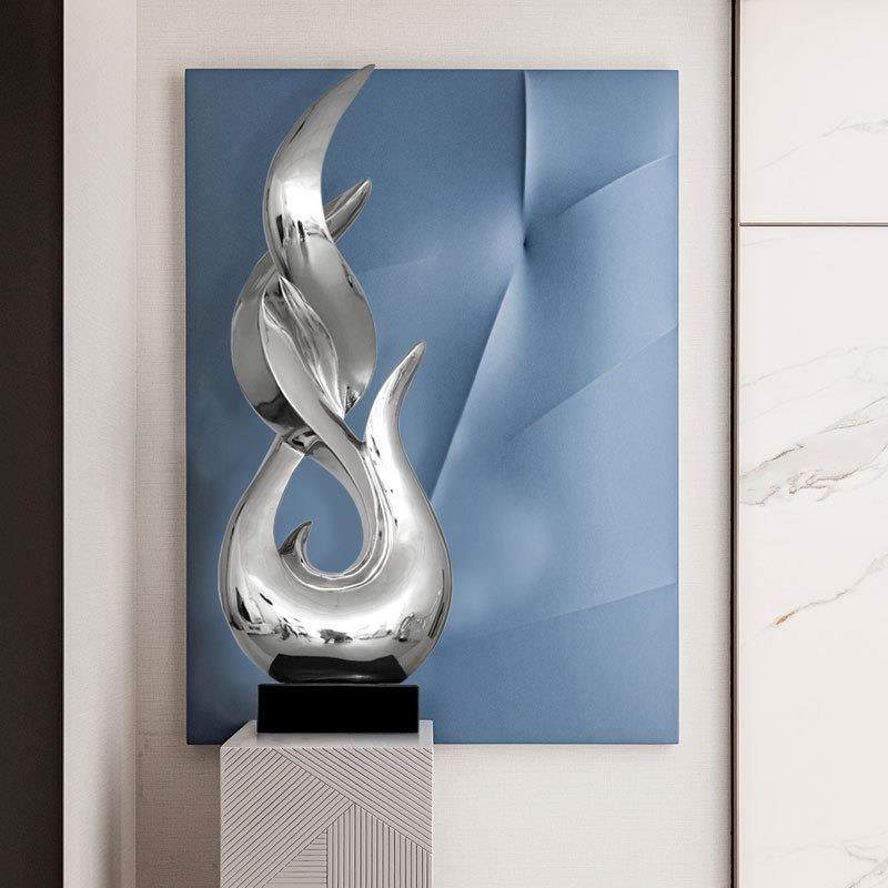 镀摆件现代样板房电轻奢客厅关玄电视柜旁边落地雕软装塑饰diandu