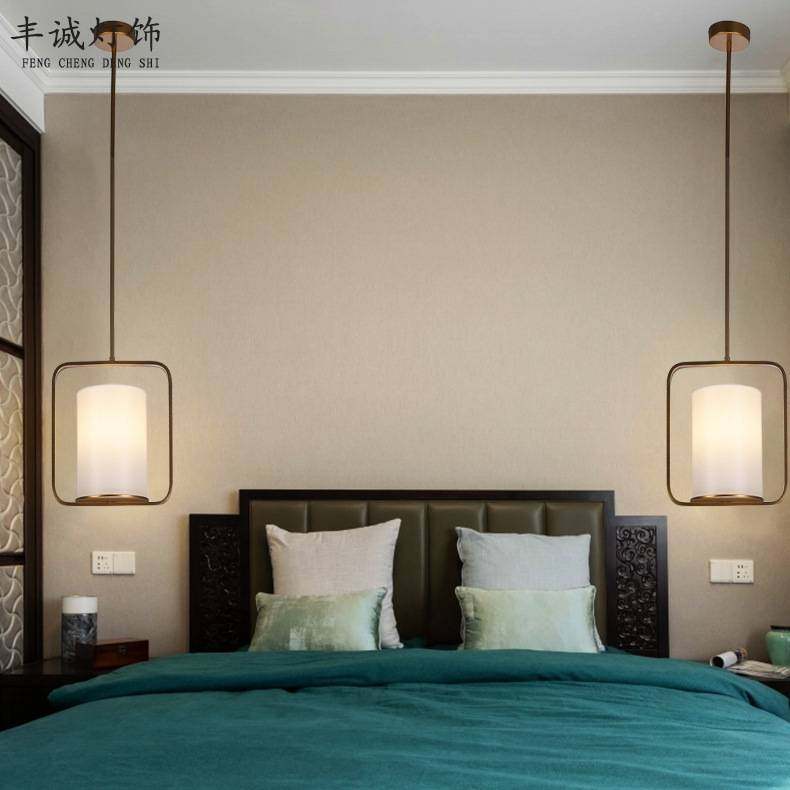 新中式小吊灯单头楼梯走廊茶楼玄关灯饰中式古典布艺床头吊灯厂家