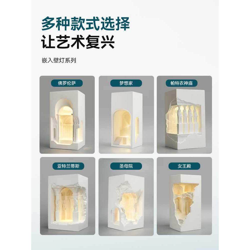 ≌西点佛罗伦萨石灯嵌入式壁灯2应氛围墙膏角灯装饰城堡创感转意