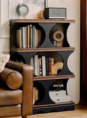 法式古实木书架复客厅示柜玄关柜OMA家居置物柜陈柜落地式书列展